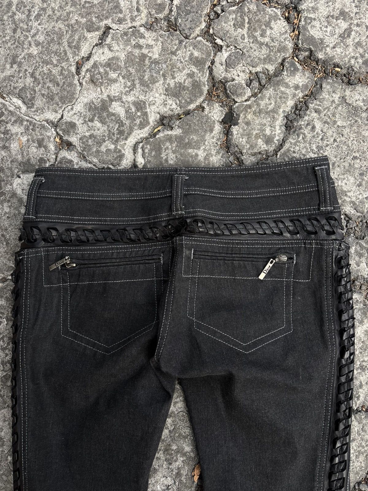 Dior christian dior jeans leather braid black 2006 by galiano Size 27" / US 4 / IT 40 - 3 Thumbnail