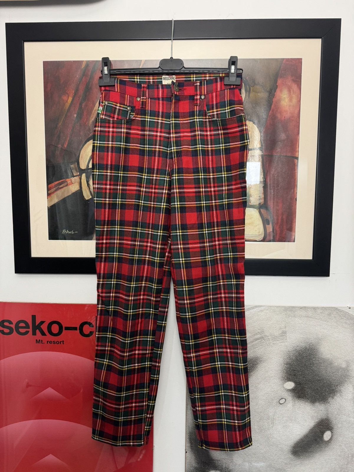 Moschino Moschino Jeans Vintage 90s Plaid Tartan Red Pant Designer Size 29" - 1 Thumbnail