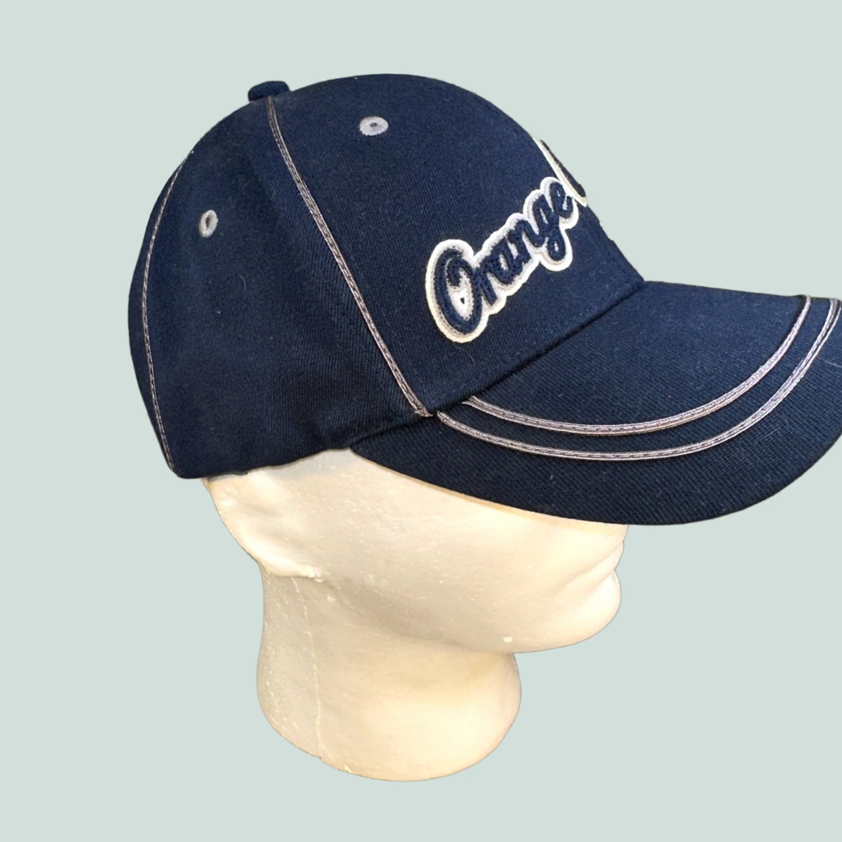 Vintage VINTAGE Bio-Domes Headgear Cap Hat Baseball Blue Flex Fit Stretch Med/Large Unisex Adults Men Women Biker OC Choppers Stritch Stitch Size ONE SIZE - 1 Thumbnail