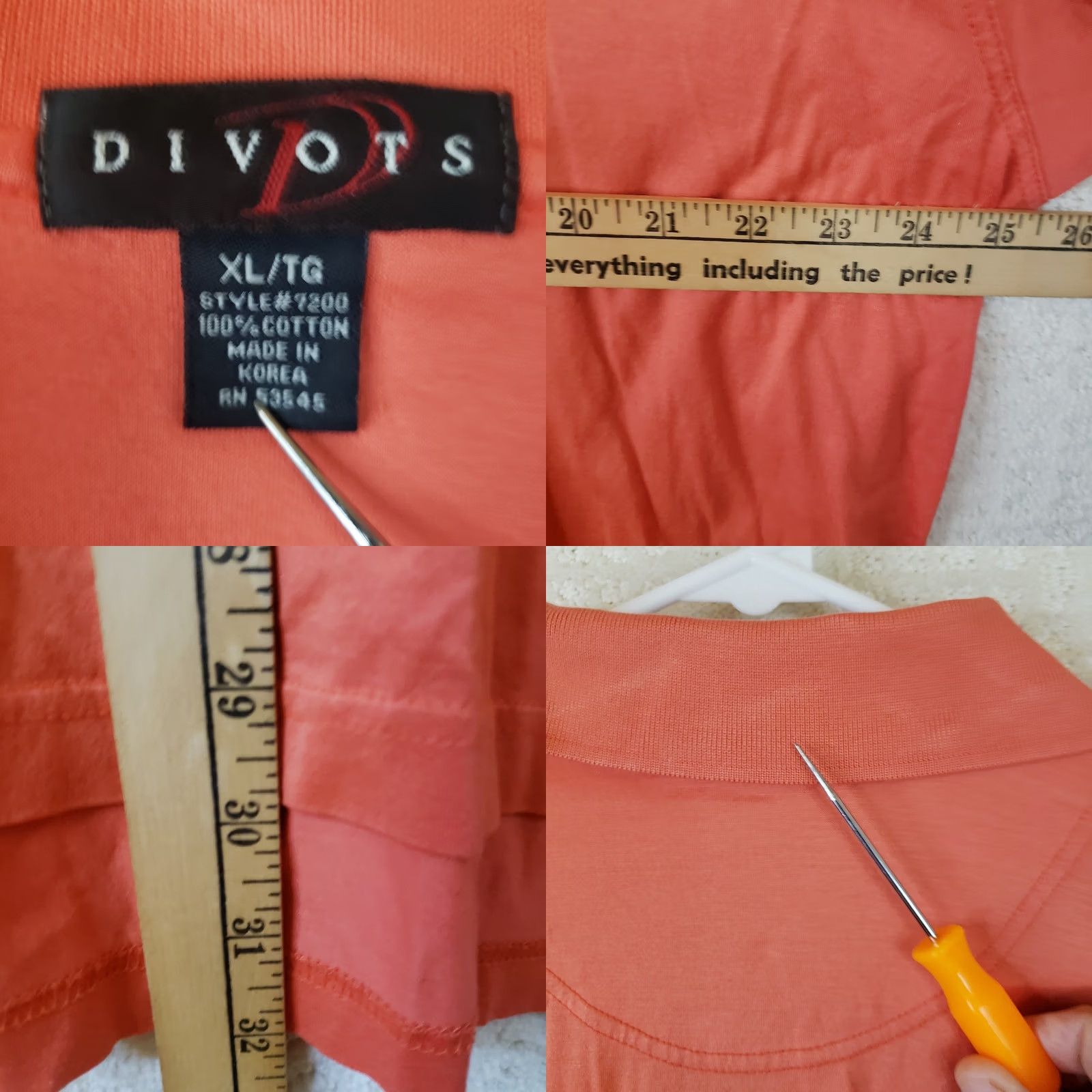 Vintage Divots Polo Shirt Orange Fripp Island Logo Golf 2XL Embroidered Cotton Shirt Mens Slim? Size US XXL / EU 58 / 5 - 8 Thumbnail