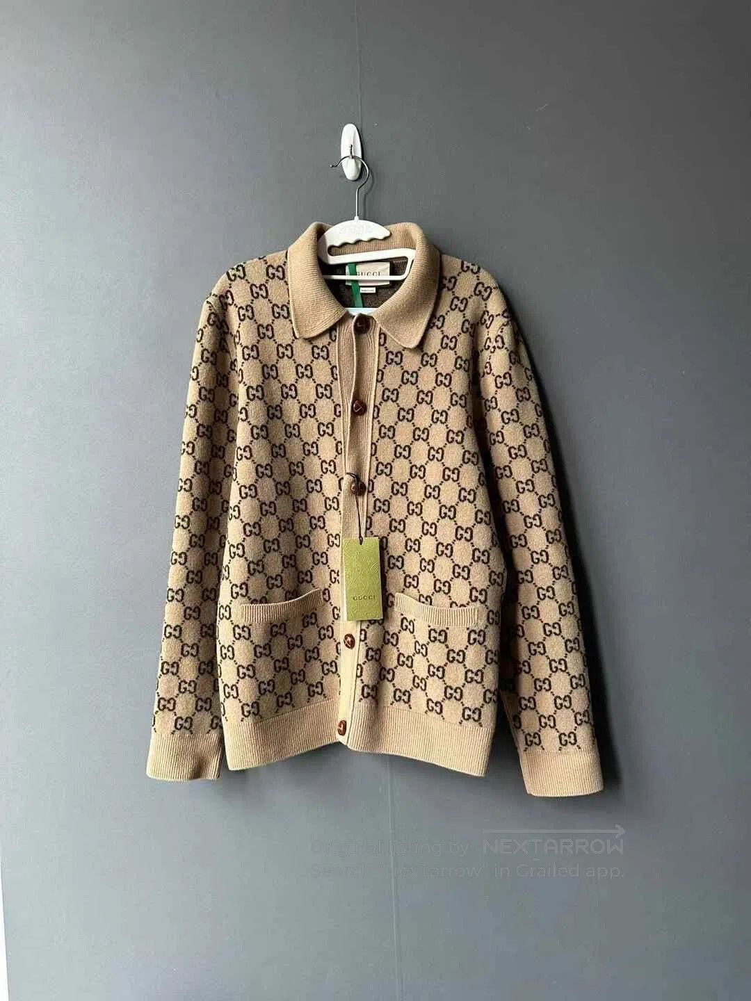 Gucci Guicci Brown All-Over Monogram Wool Jacket| Size S / US 4 / IT 40 - 1 Thumbnail