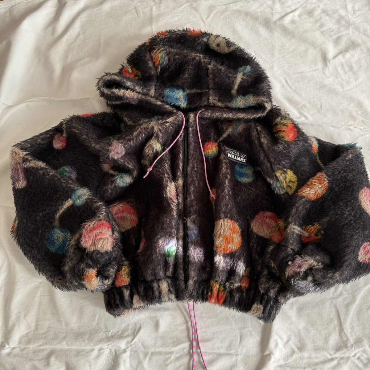 image of Ashley Williams Multicolor Faux- Fur Piercings Hoodie in Black, Women's (Size Small)