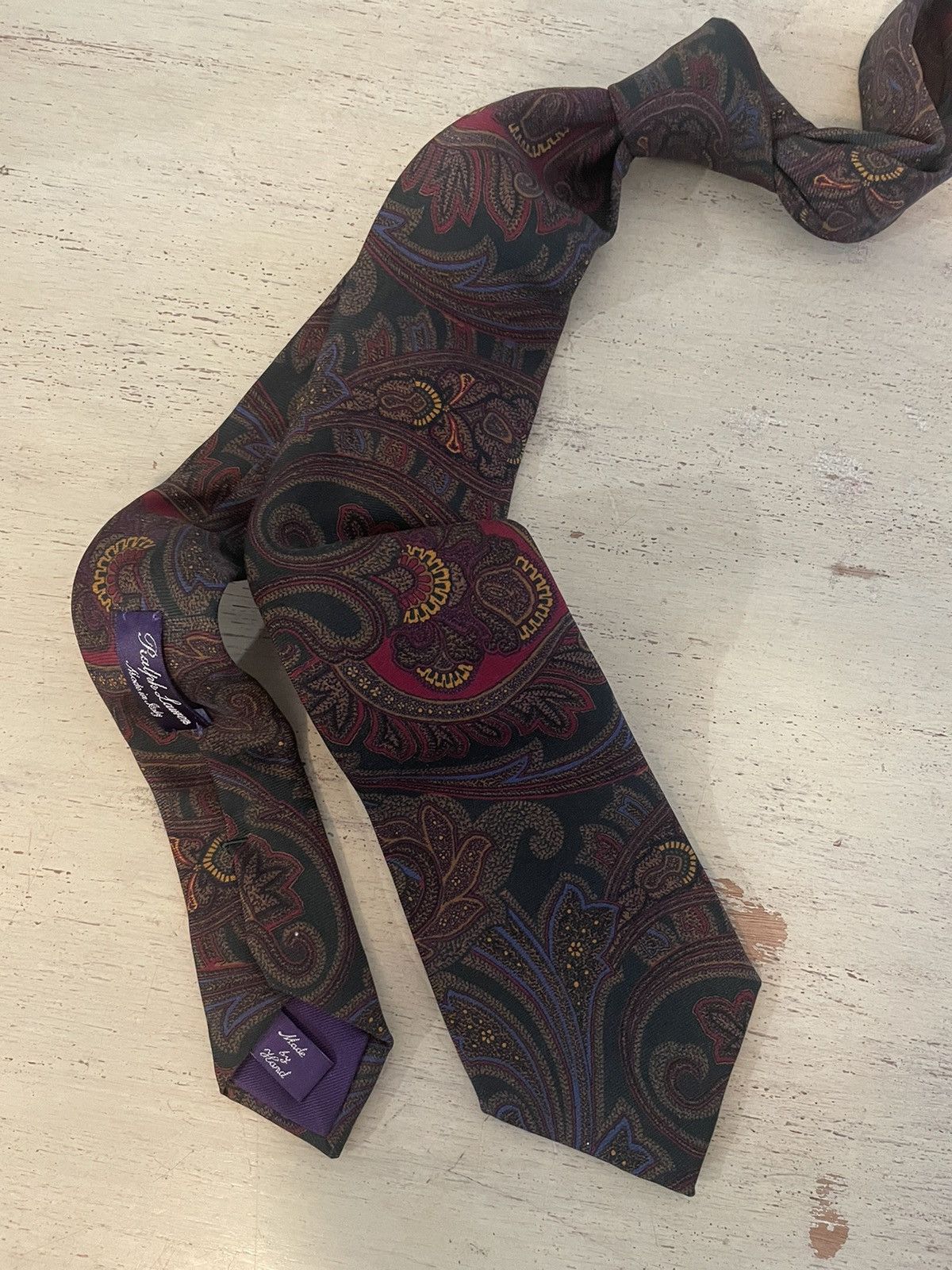 Ralph Lauren Purple Label Paisley Print Silk Tie Size ONE SIZE - 3 Thumbnail