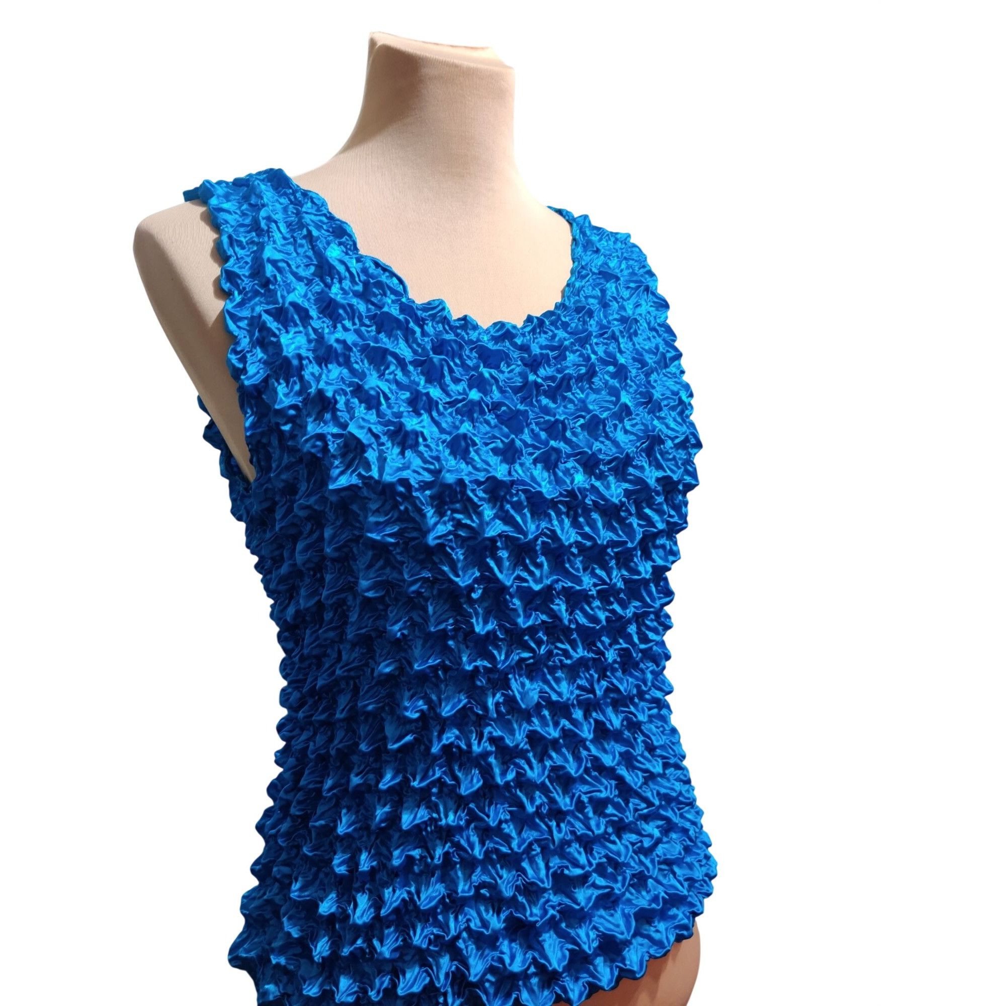 Other Popcorn Tank Top One Size Womens Blue Bubble Crinkle Sleevel Size ONE SIZE - 2 Thumbnail