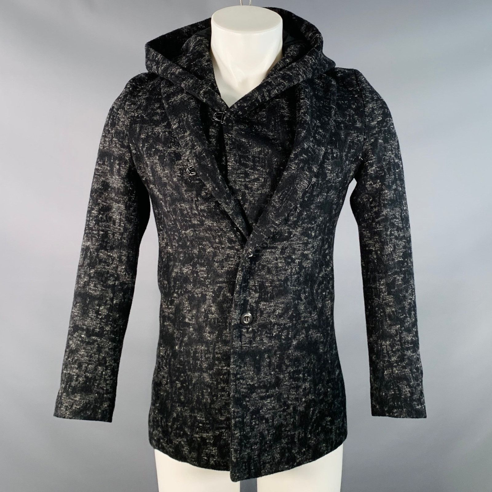 Attachment ATTACHMENT Size S Black Grey Textured Wool Jacket Size 36S - 1 Thumbnail