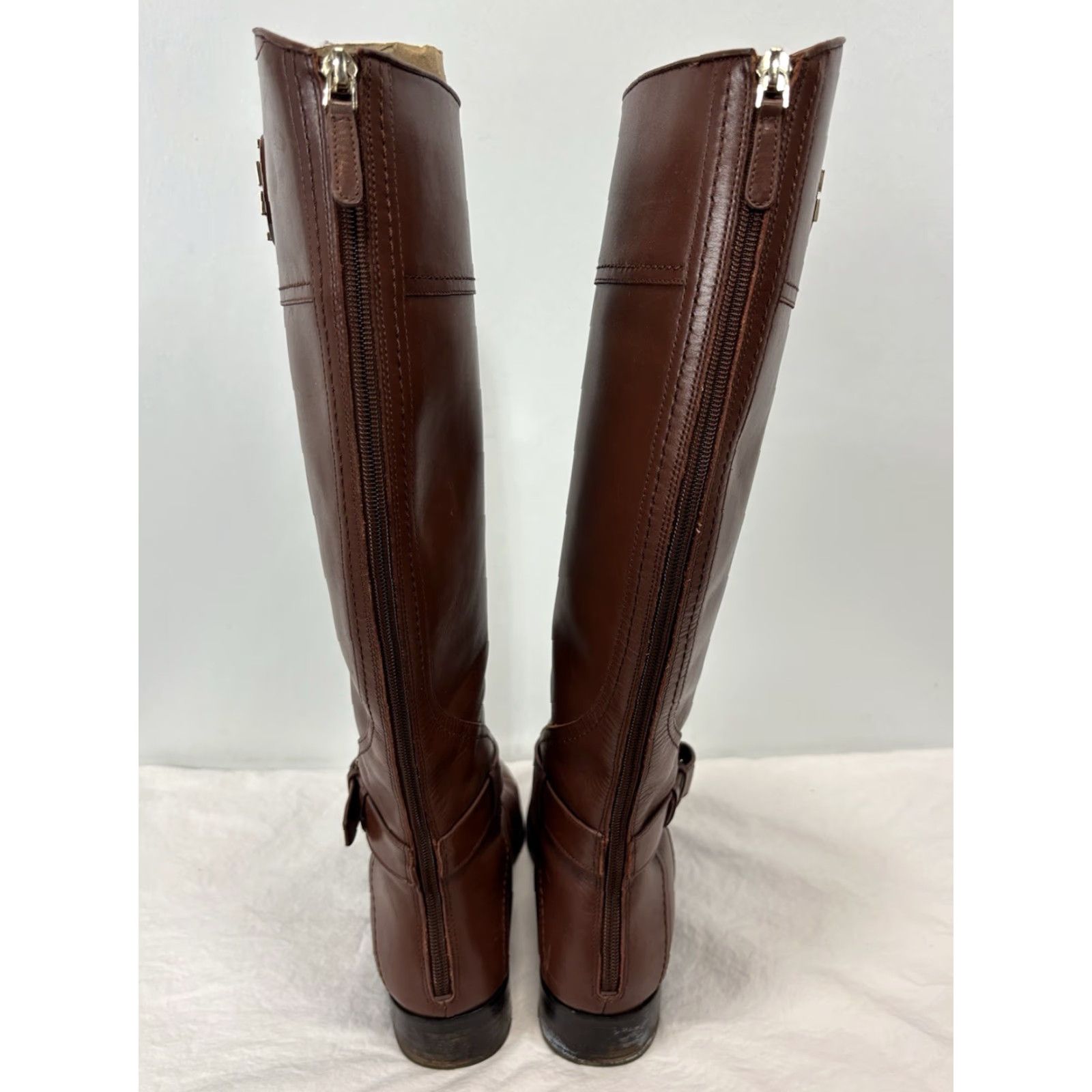 Tory Burch TORY BURCH Riding Boot Brown Leather Knee High 8.5 M Women Logo Side Zip Leather Lining Classic Leather Outsole Size US 8.5 / IT 38.5 - 4 Thumbnail