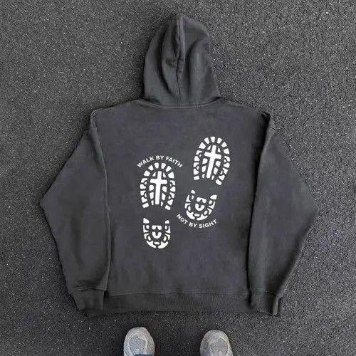 Japanese Brand Hip Hop Footprint Creative Simple XXL Hooded Sweatshirt Size US XXL / EU 58 / 5 - 7 Thumbnail