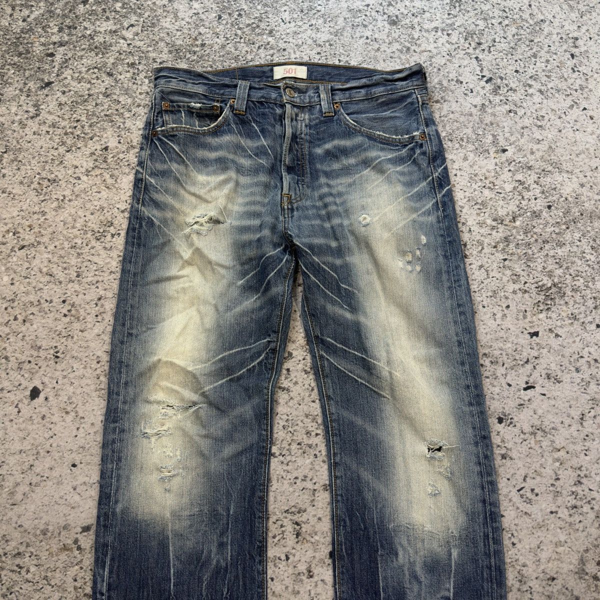 Vintage Levi's 501 Thrashed Sun Faded Distressed Jeans ERD Grunge Size US 34 / EU 50 - 7 Thumbnail