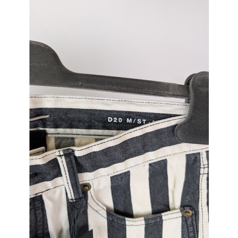 Saint Laurent Paris o1rshd1 Fold Bespoke Stripe Straight Denim Jeans Black/White Size US 30 / EU 46 - 8 Thumbnail