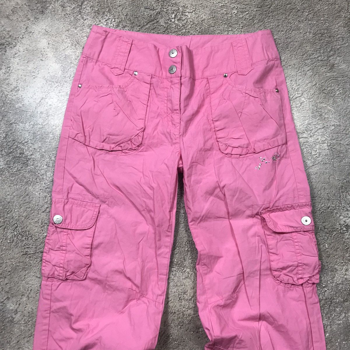 Vintage Y2K Baggy Cargo Pants Hot Pink Distressed Streetwear Logo 30 Size 30" / US 8 / IT 44 - 4 Thumbnail