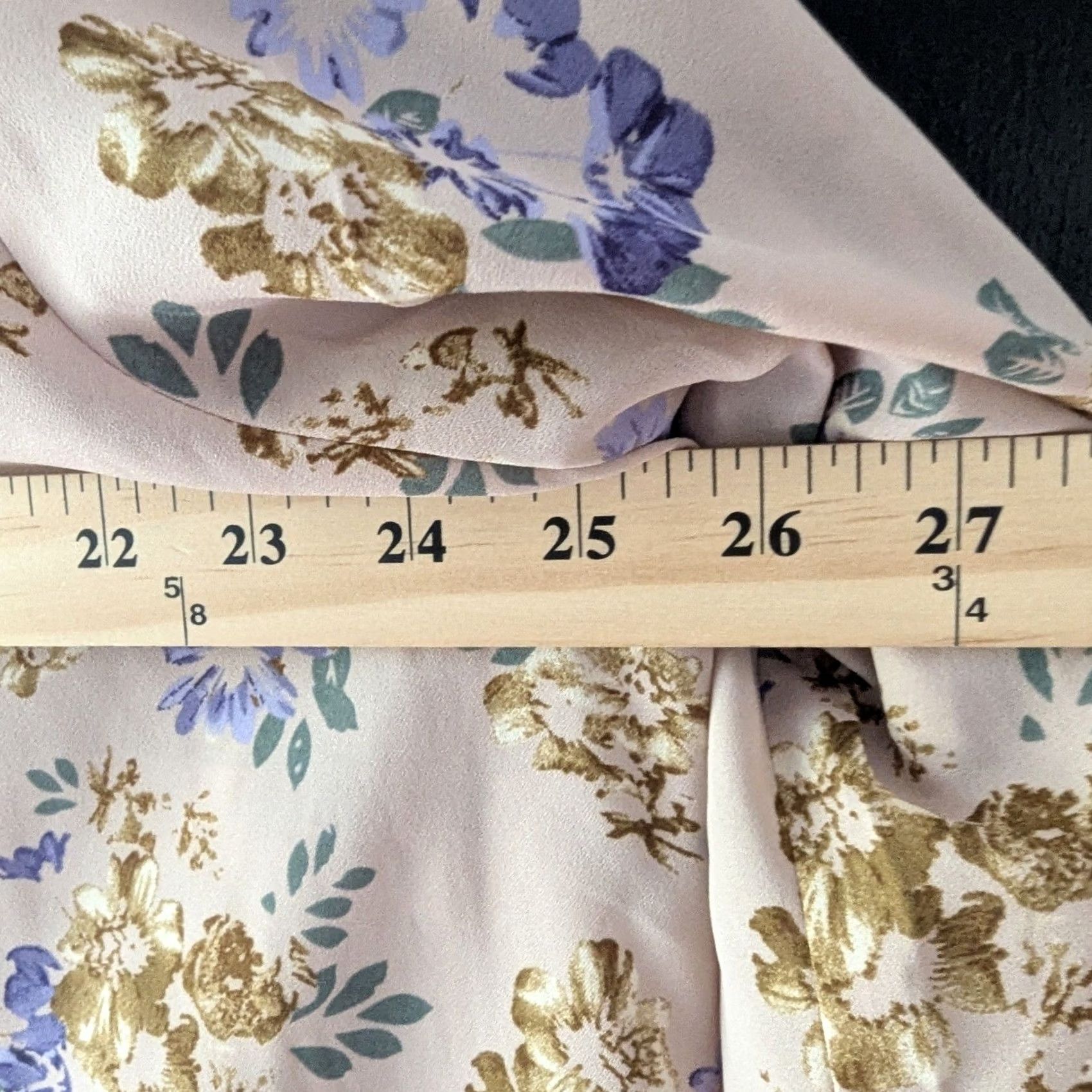 Vintage Joan Rivers Floral 3/4 Tie Sleeve Button Front Tunic Blush Pink Lavender Sz 22W Size 3XL / US 20-22 - 7 Thumbnail