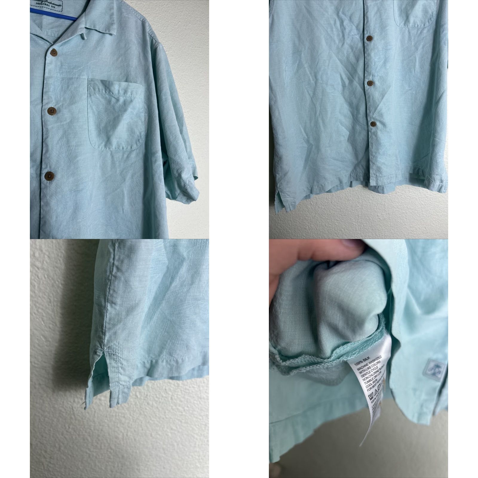 Tommy Bahama VINTAGE Tommy Bahama Shirt Floral Silk Light Blue XL Short Sleeve Button-Up Mens Size US XL / EU 56 / 4 - 8 Thumbnail