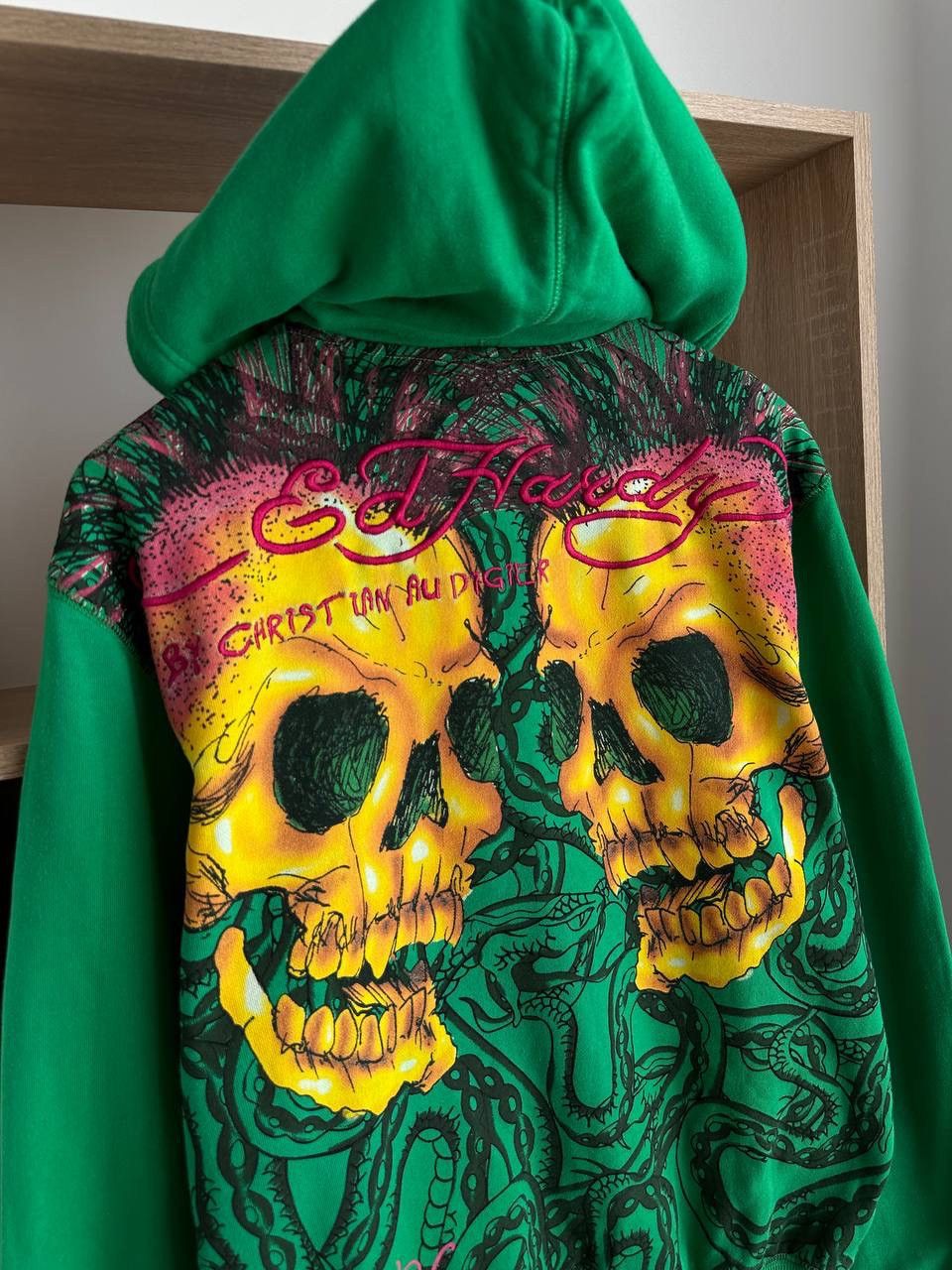 Christian Audigier × Ed Hardy × Vintage Vintage Ed Hardy Christian Audigier Green Hoodie Size US S / EU 44-46 / 1 - 11 Thumbnail