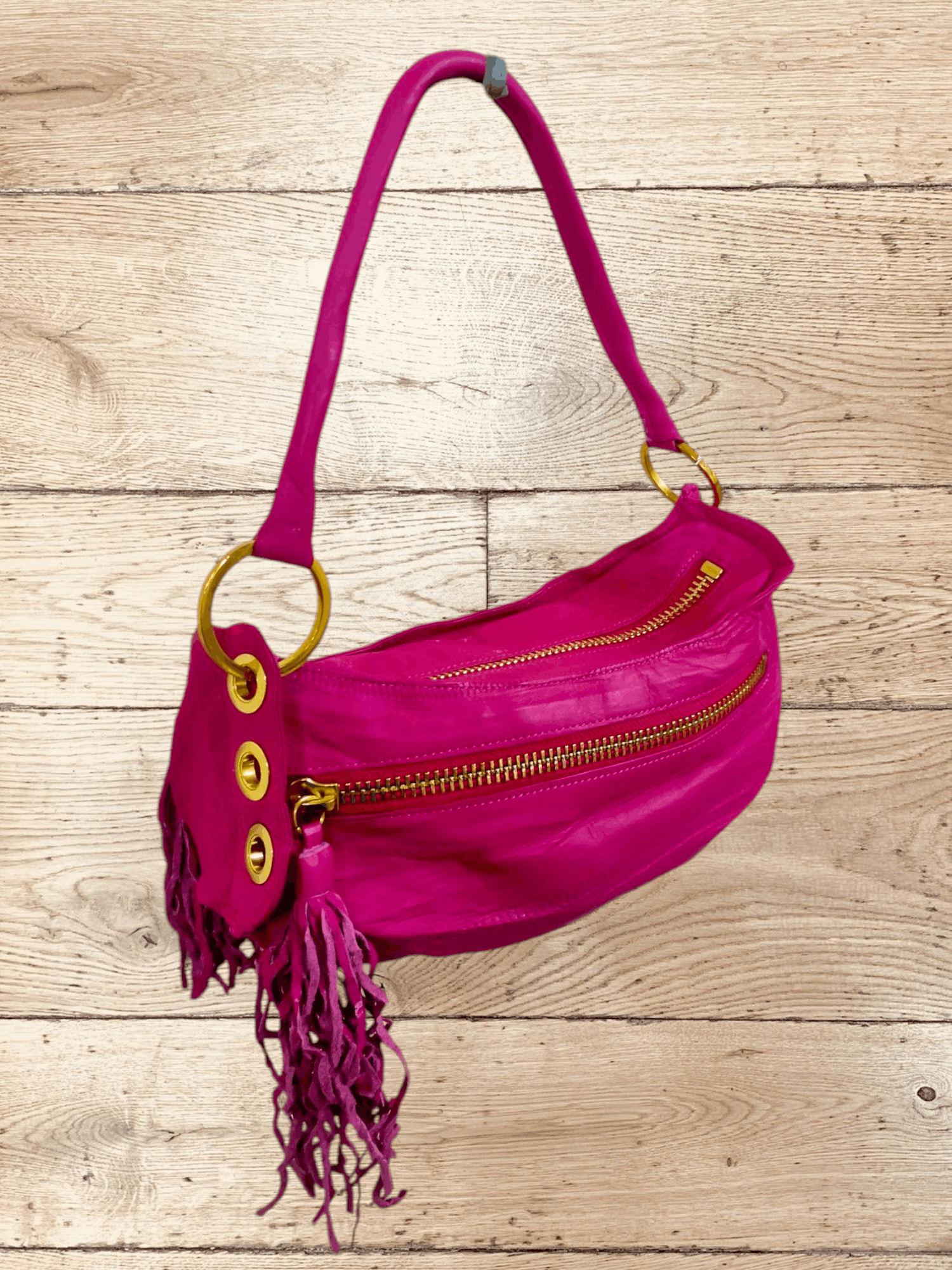 Leather LUXURY KENKENKEN DAVE SHOULDER BAG WITH FRINGE ZIPPER Size ONE SIZE - 4 Thumbnail
