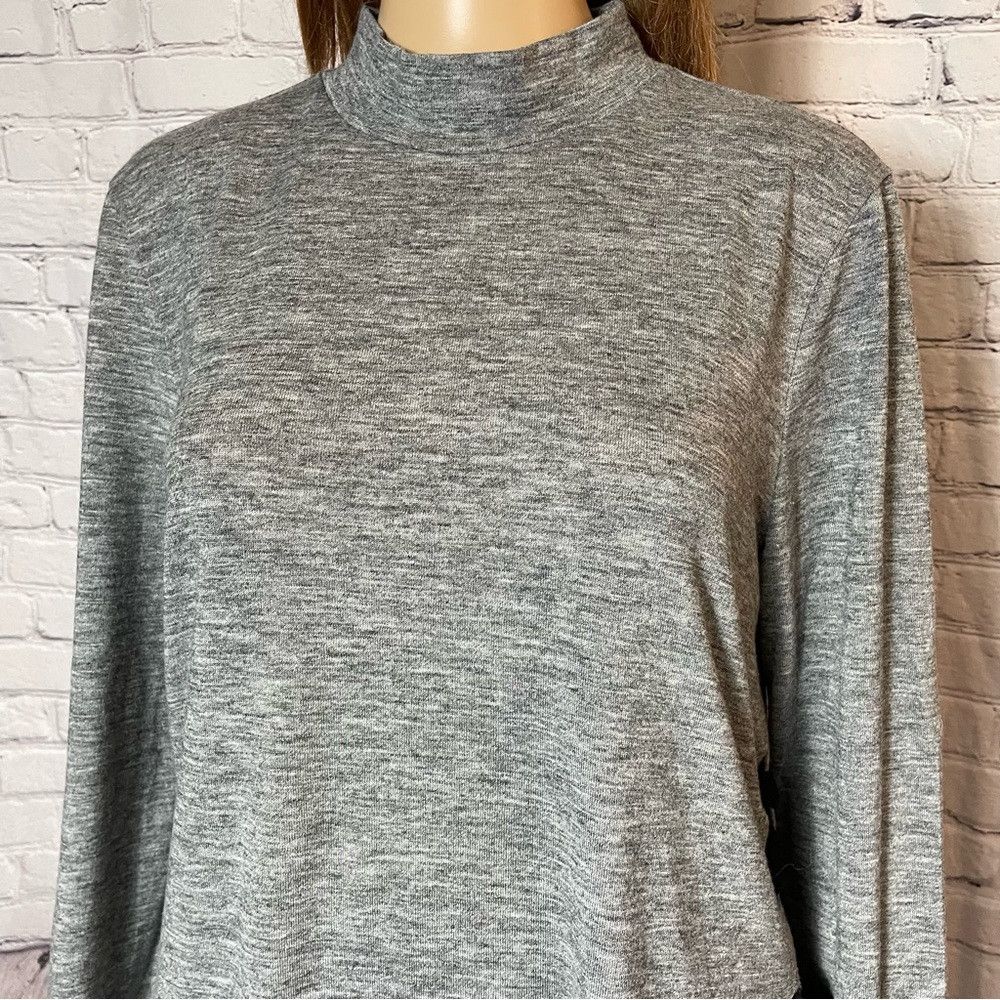 Calvin Klein Calvin Klein Grey Long Sleeve High Neck Side Lace Up Top Si Size L / US 10 / IT 46 - 3 Thumbnail