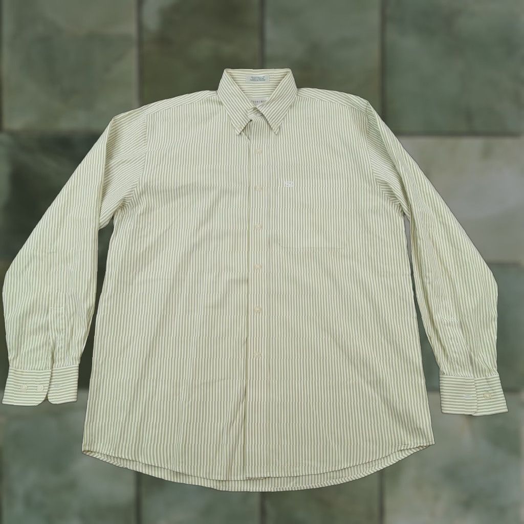 Ralph Lauren Cutter & Buck Shirt Mens Medium Green White Striped Button Up Casual Long Sleeve Size US M / EU 48-50 / 2 - 1 Thumbnail