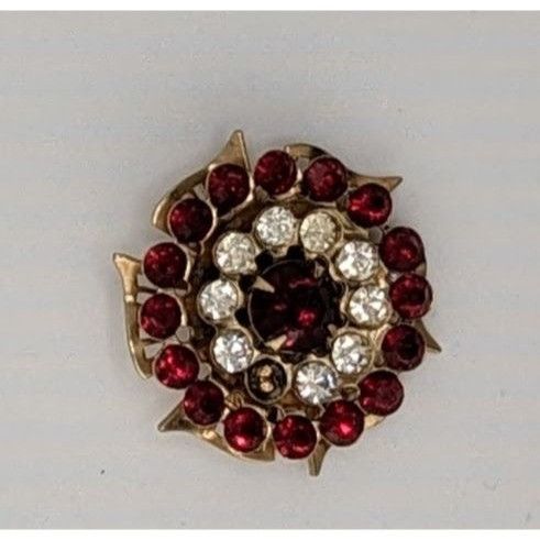Other Vintage Regal Floral Brooch Gold Tone With Red And Clear Gem Size ONE SIZE - 4 Thumbnail