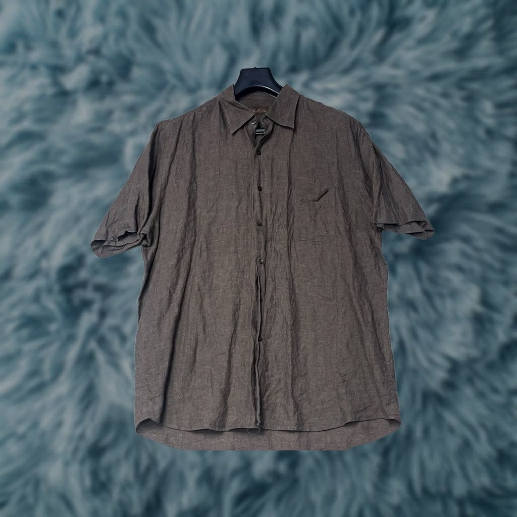 Tasso Elba Tasso Elba Shirt Mens L Brown Luxury Linen Button Front Short Sleeve Size Size US L / EU 52-54 / 3 - 1 Thumbnail