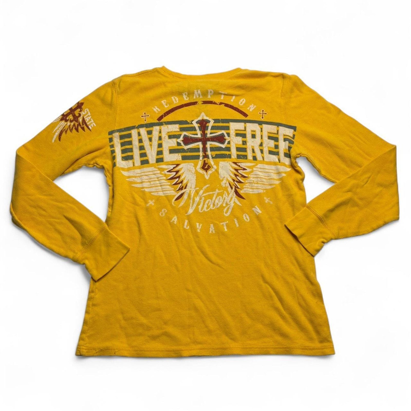 Raw State Raw State Live Free Yellow Thermal Long Sleeve Shirt Size M Size US M / EU 48-50 / 2 - 2 Thumbnail