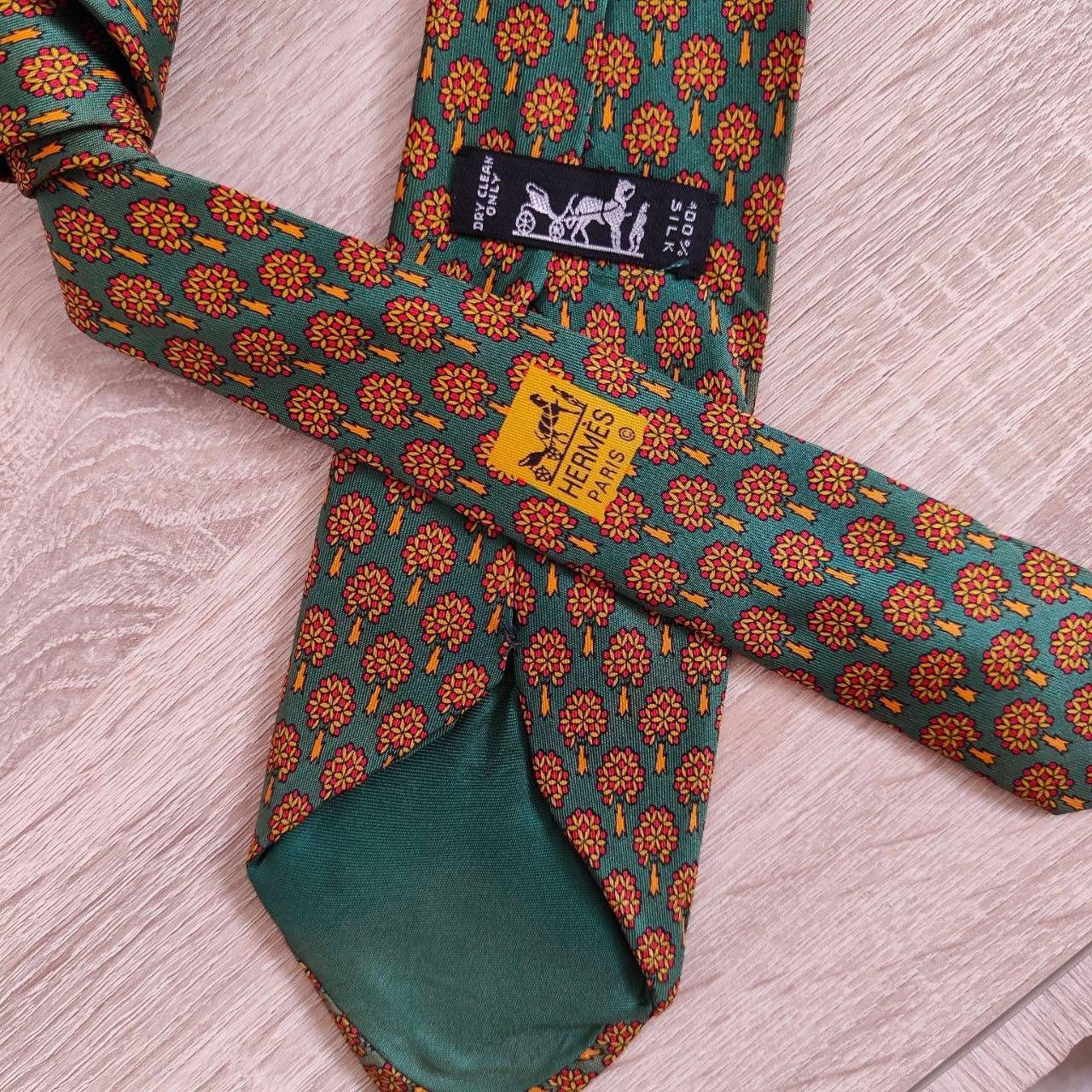 Hermes Hermes Paris Silk Tie 7544 SA Trees Green Size ONE SIZE - 2 Thumbnail