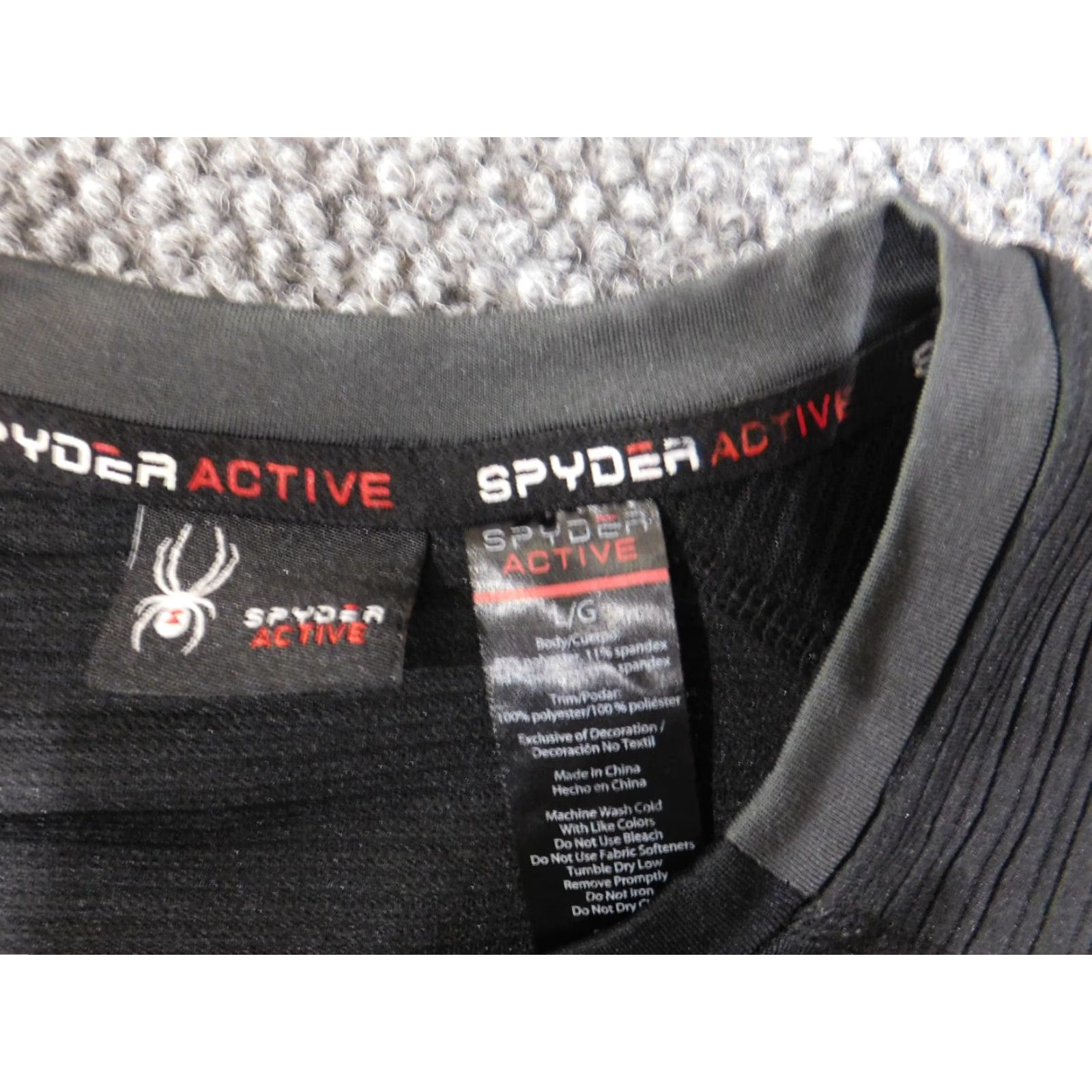 Spyder Spyder Shirt Mens Large Active Black Performance Stretch Logo Extreem T-Shirt Long Sleeve Round Neck Button-Down Knit Polyester Regular Mens Size US L / EU 52-54 / 3 - 5 Thumbnail