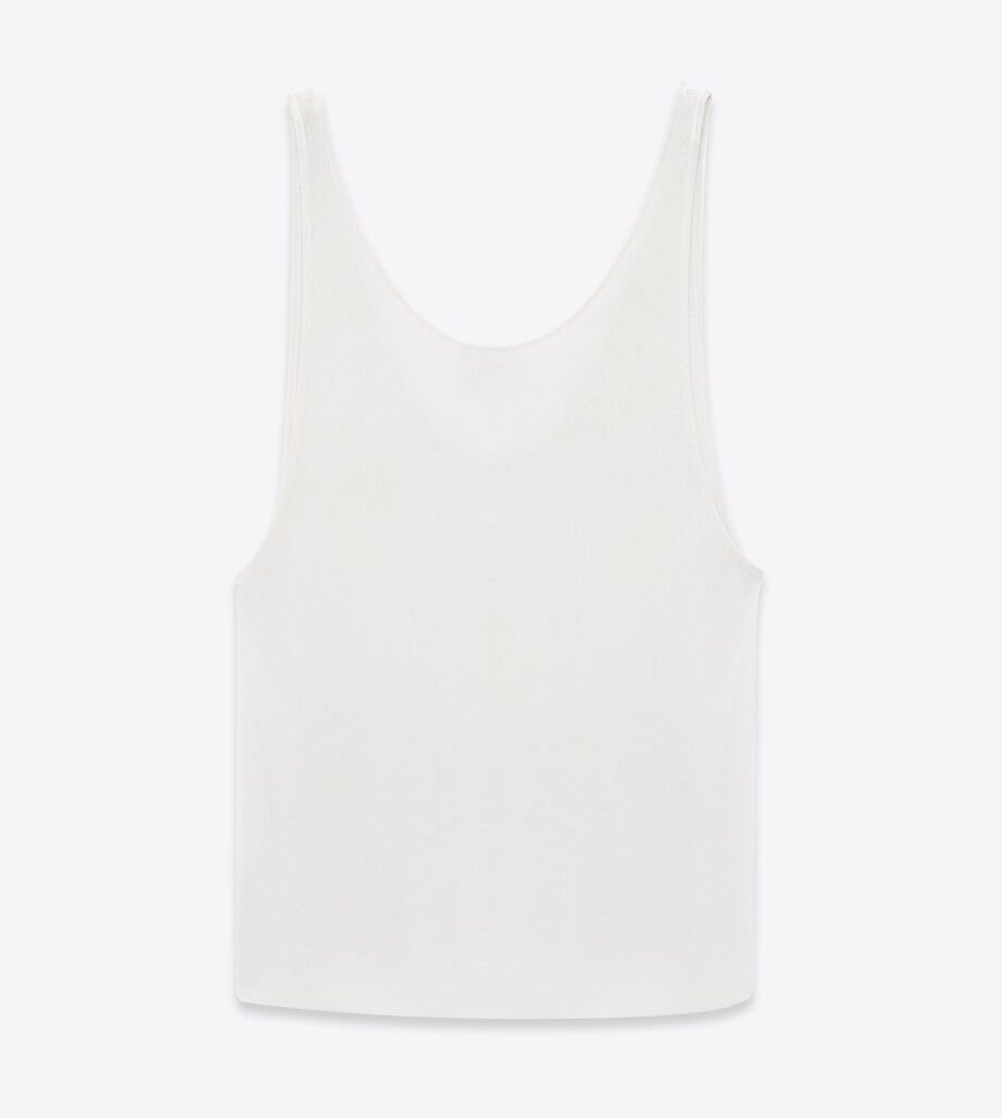 Saint Laurent Paris o1s1wg111124 Tank Top in Ribbed Knit in White Size XS / US 0-2 / IT 36-38 - 2 Thumbnail