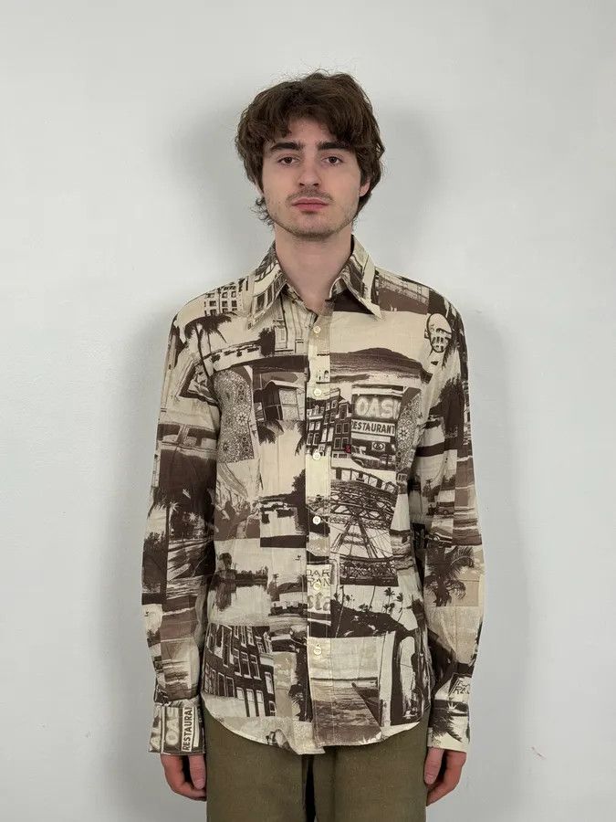 Dolce & Gabbana 1990s Dolce & Gabbana Brown & White Photography Shirt Size US M / EU 48-50 / 2 - 2 Thumbnail