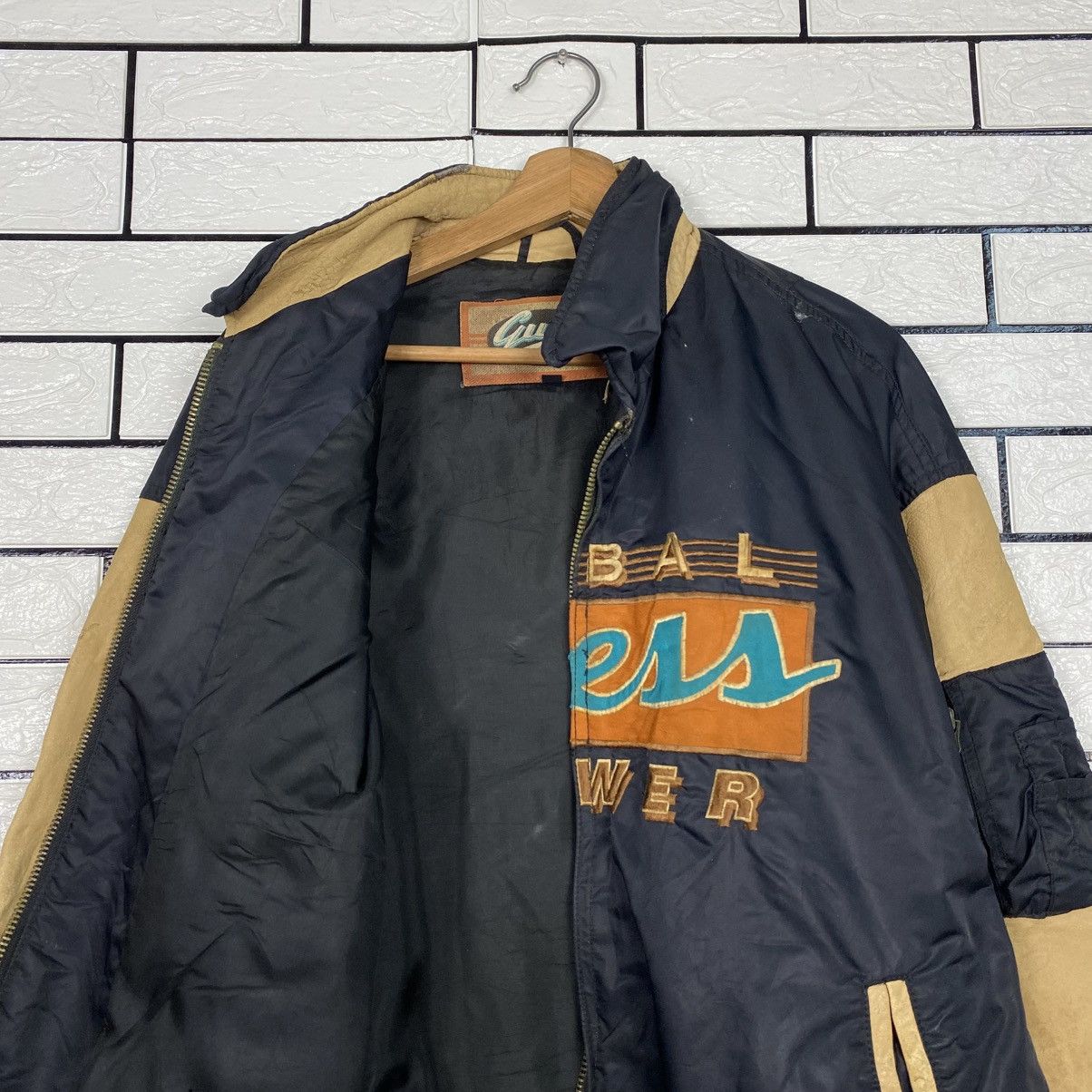 Guess 📌Vintage Bomber Leather Jacket Guess Big Logo Embroidery Size US L / EU 52-54 / 3 - 13 Thumbnail