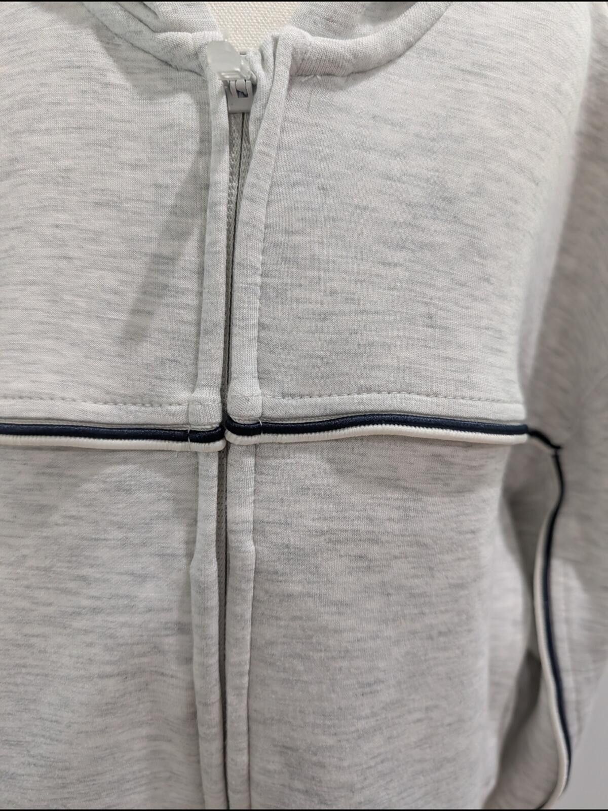 Zara Zara Heather Gray Hooded Zip Jacket with Navy Piping Size US XXS / EU 40 - 6 Thumbnail