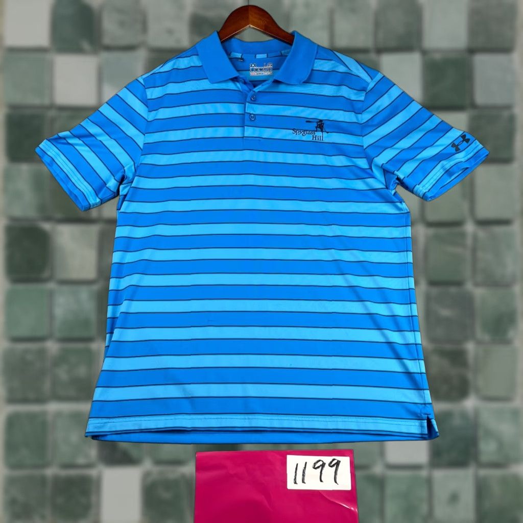 Under Armour Under Armour Polo Shirt Mens Large Blue Striped HeatGear Size US L / EU 52-54 / 3 - 1 Thumbnail