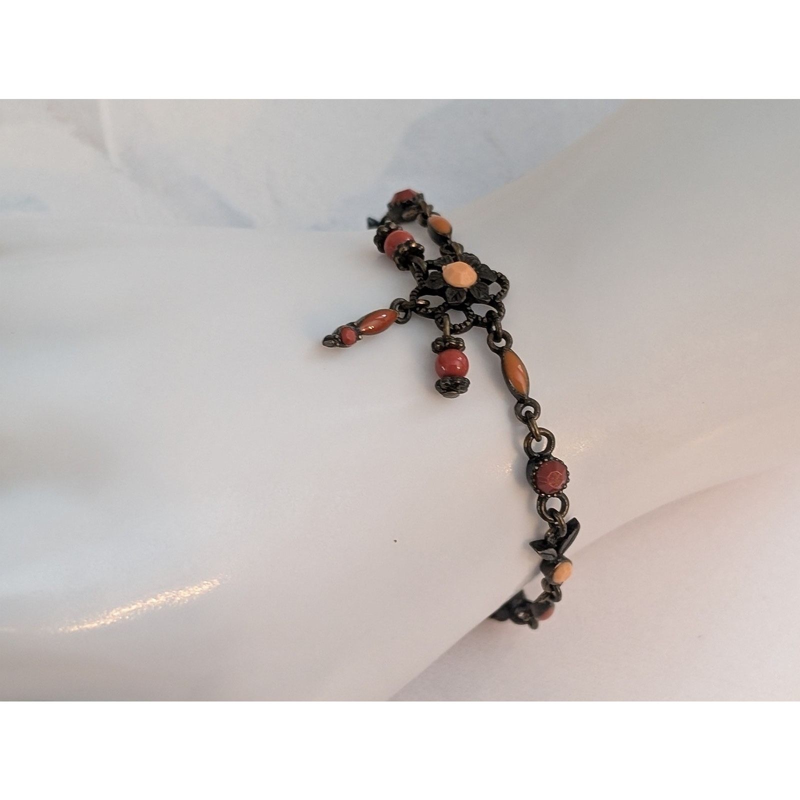 Vintage VTG 1980s Avon Desert Sun 8.5" Beaded Flower Bracelet Anklet Size ONE SIZE - 1 Thumbnail