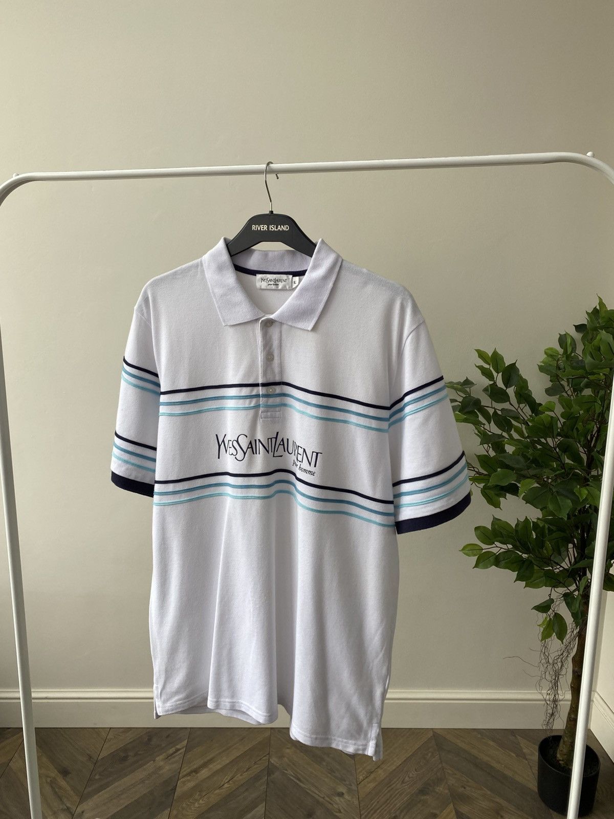 Vintage × Yves Saint Laurent Vintage Yves Saint Laurent Big Logo Print Polo T-shirt Size US XL / EU 56 / 4 - 3 Thumbnail