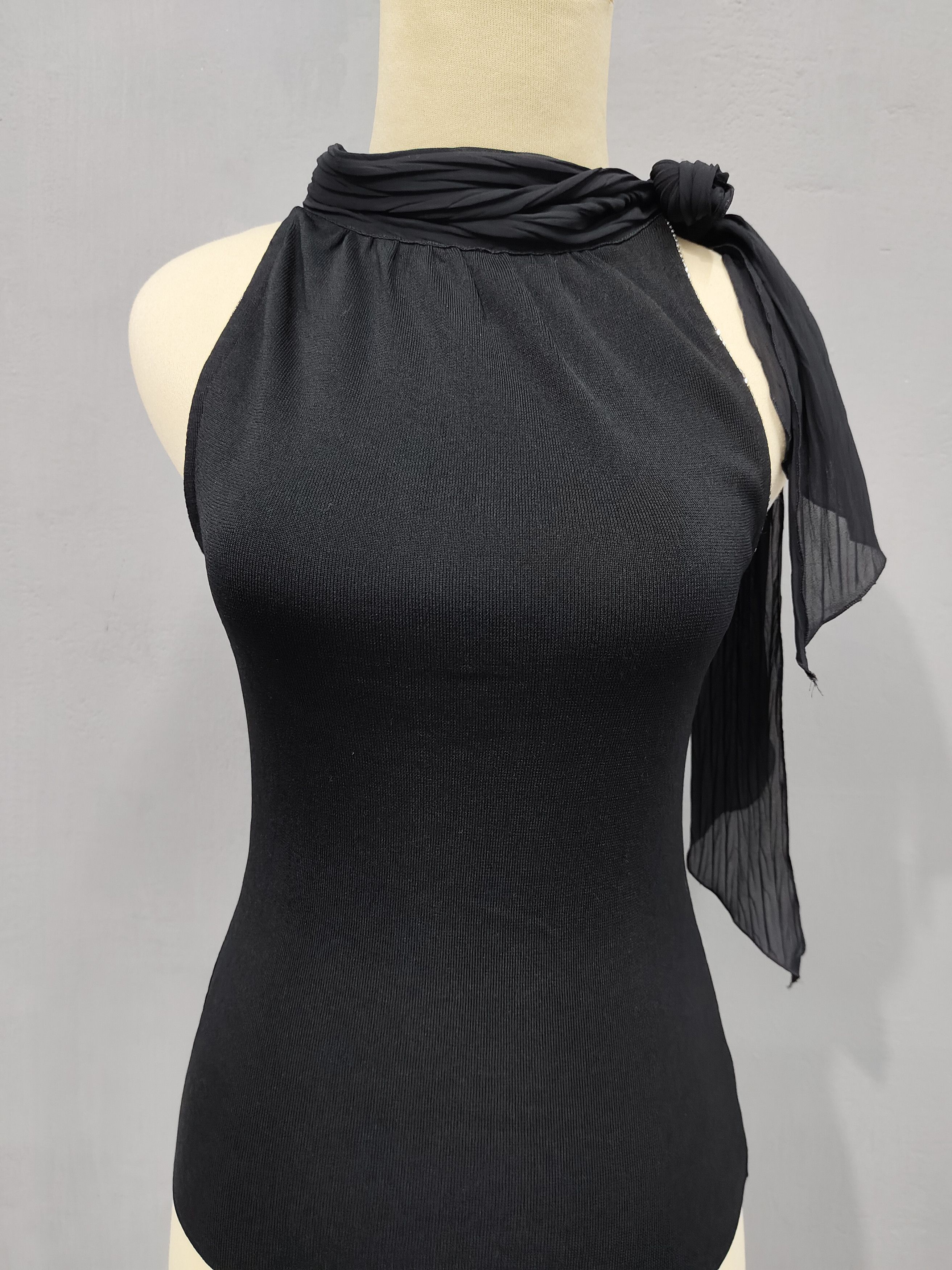 Japanese Brand C de C- Scarf Neck Grunge Glam Halter Rib Knit Top Size M / US 6-8 / IT 42-44 - 3 Thumbnail