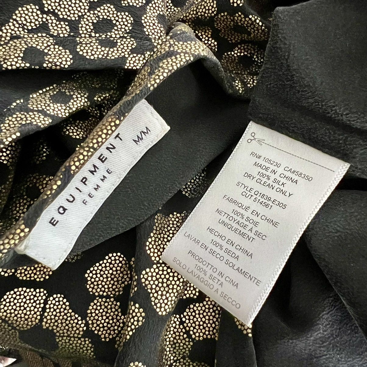 Equipment Equipment Femme Riley Metallic Floral Print Tee Black Gold Size M / US 6-8 / IT 42-44 - 6 Thumbnail