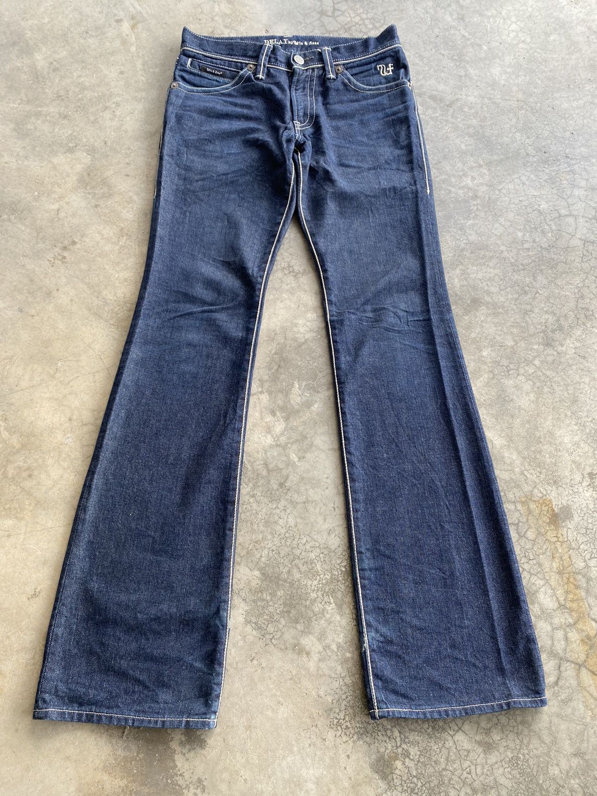 パンツ Tornado Mart waxed flare denim neonblack Tornado Mart Pierced Flared Jeans – Paroxa Studios