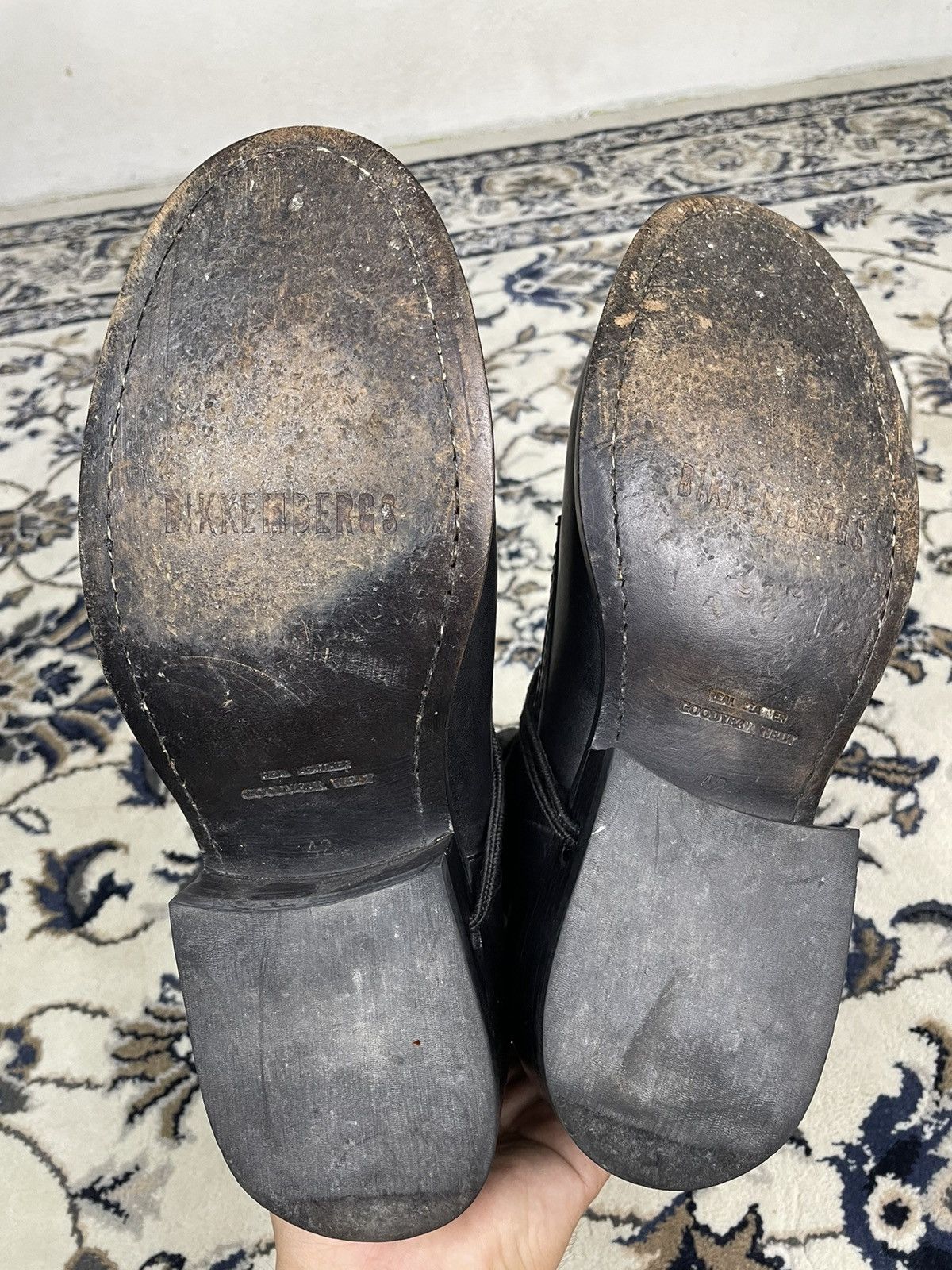 Bottes Derby Vintage Dirk Bikkembergs Années 90 - Cuir Noir/cognac, Pointure 45, Occasion En Excellent état