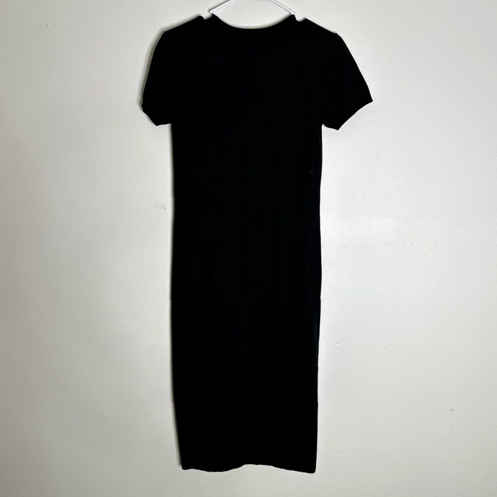 Vintage Hatch Dress Shirt Midi Knit T-Shirt Maternity Short Sleeve Black Solid S Women Bodycon Sheath Vintage No 1 Small Size S / US 4 / IT 40 - 5 Thumbnail