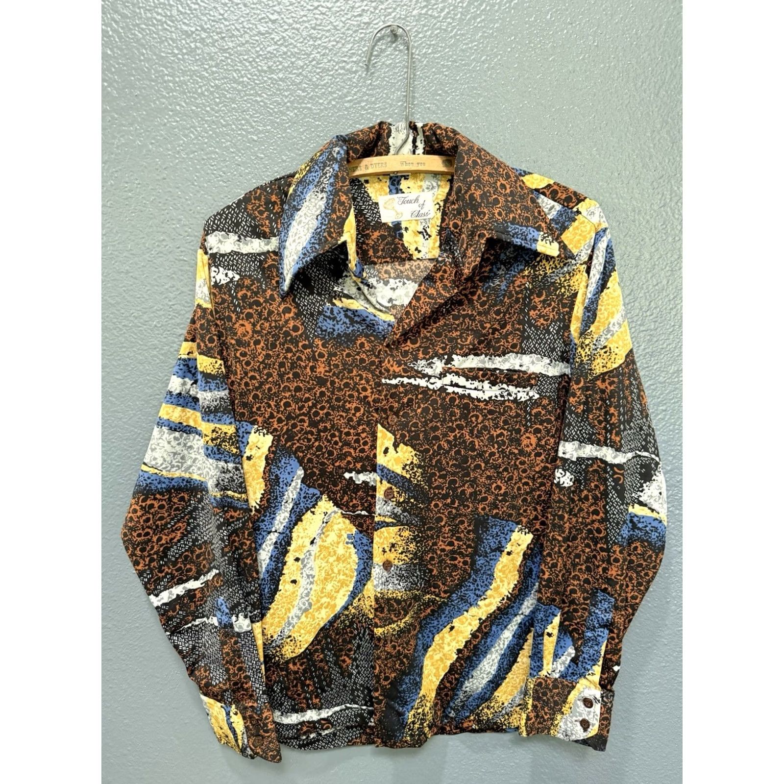 Vintage VINTAGE Touch Of Class Western Button-Up Shirt Mens M Brown Polyester 70s USA Size US M / EU 48-50 / 2 - 4 Thumbnail