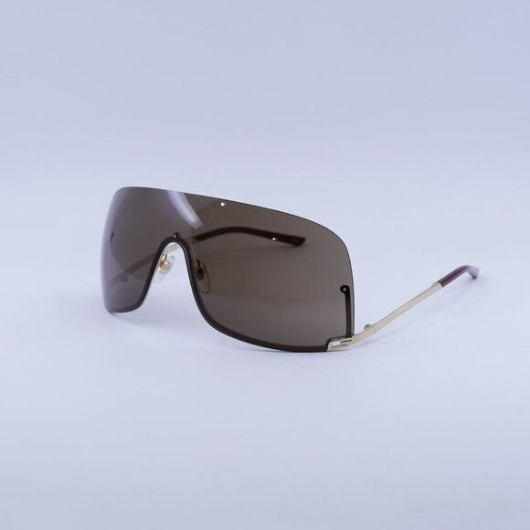 Gucci Gucci GG1560S 002 Sunglasses Gold Shield Frame, Brown Lenses Size ONE SIZE - 7 Thumbnail