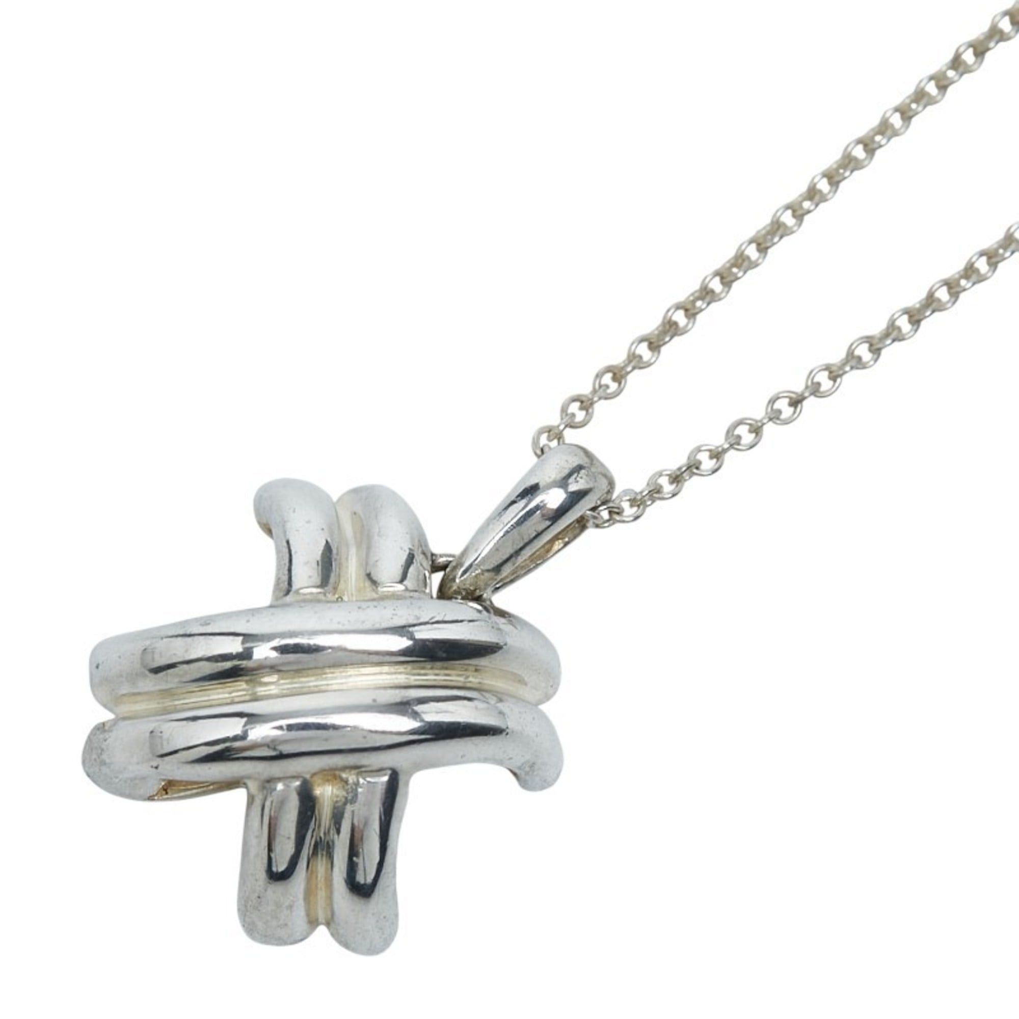 Tiffany & Co. Signature Cross Necklace Pendant in 925 Sterling Silver for Women