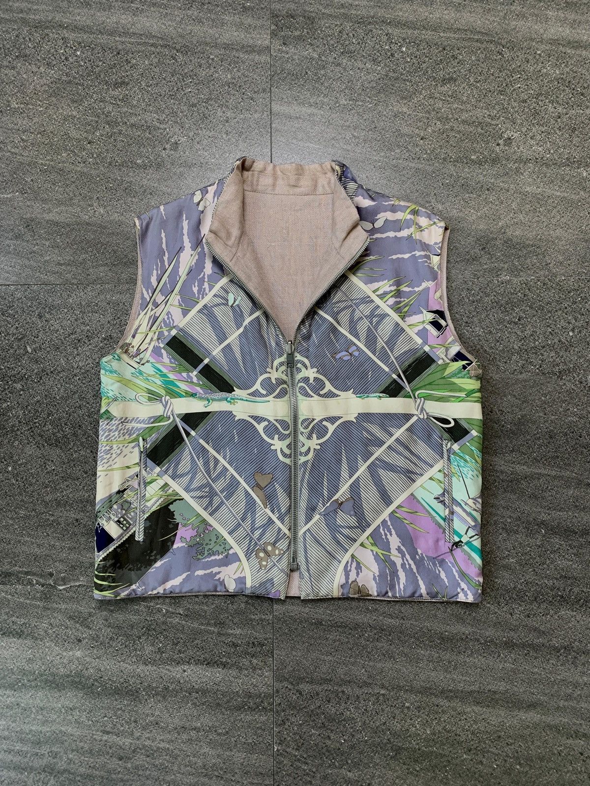 Hermes FREE TAX! Rare 90s Varangues Reversible Silk Vest Size L / US 10 / IT 46 - 2 Thumbnail