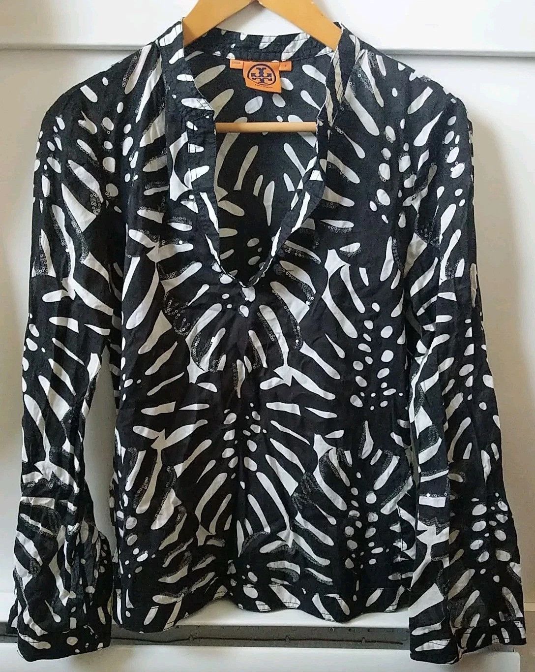 Tory Burch TORY BURCH SHEER SEQUIN LONG SLEEVE BLOUSE TOP SHIRT Size M / US 6-8 / IT 42-44 - 1 Thumbnail