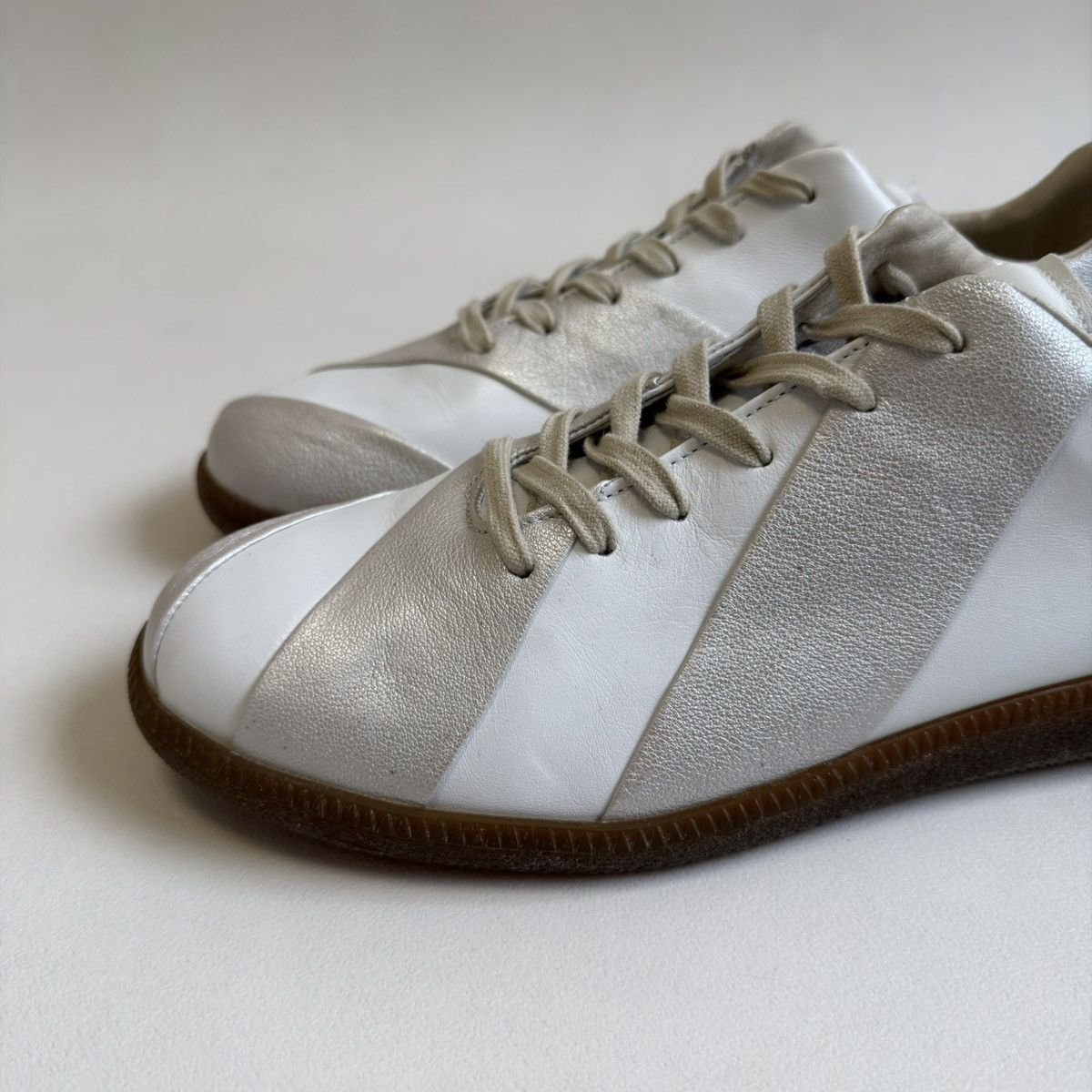 Maison Margiela S/S 10 Silver/White Striped GAT Sneakers Size US 9 / EU 42 - 12 Thumbnail