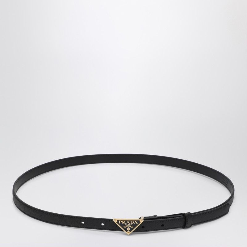 Prada Prada Black Saffiano Belt With Triangle Logo Size ONE SIZE - 1 Thumbnail