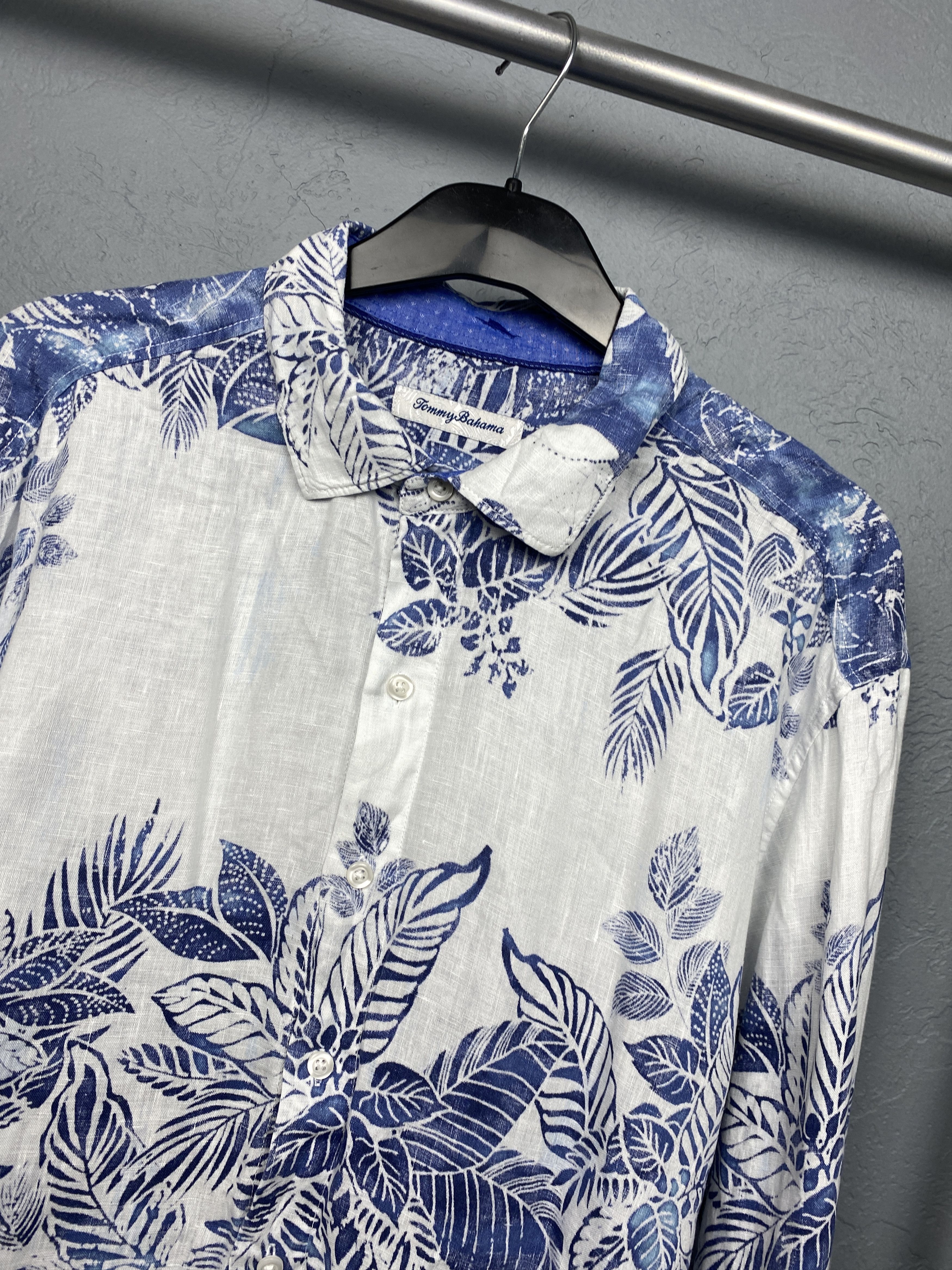 Tommy Bahama Tommy Bahama Vintage Mens LINEN Hawaiian Shirt Size US L / EU 52-54 / 3 - 2 Thumbnail