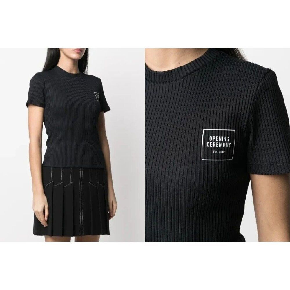 Opening Ceremony Opening Ceremony Box Logo-Print Rib T-Shirt Size XS Womens Size XS / US 0-2 / IT 36-38 - 1 Thumbnail