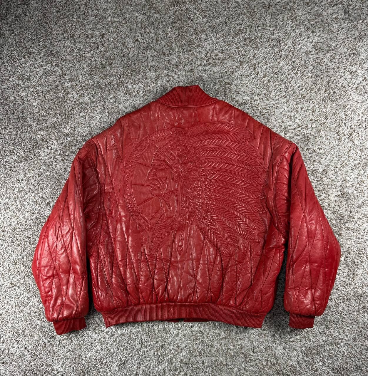 Marc Buchanan Vintage Marc Buchanan Quilted Bomber Embossed Native Chief Size US L / EU 52-54 / 3 - 1 Thumbnail