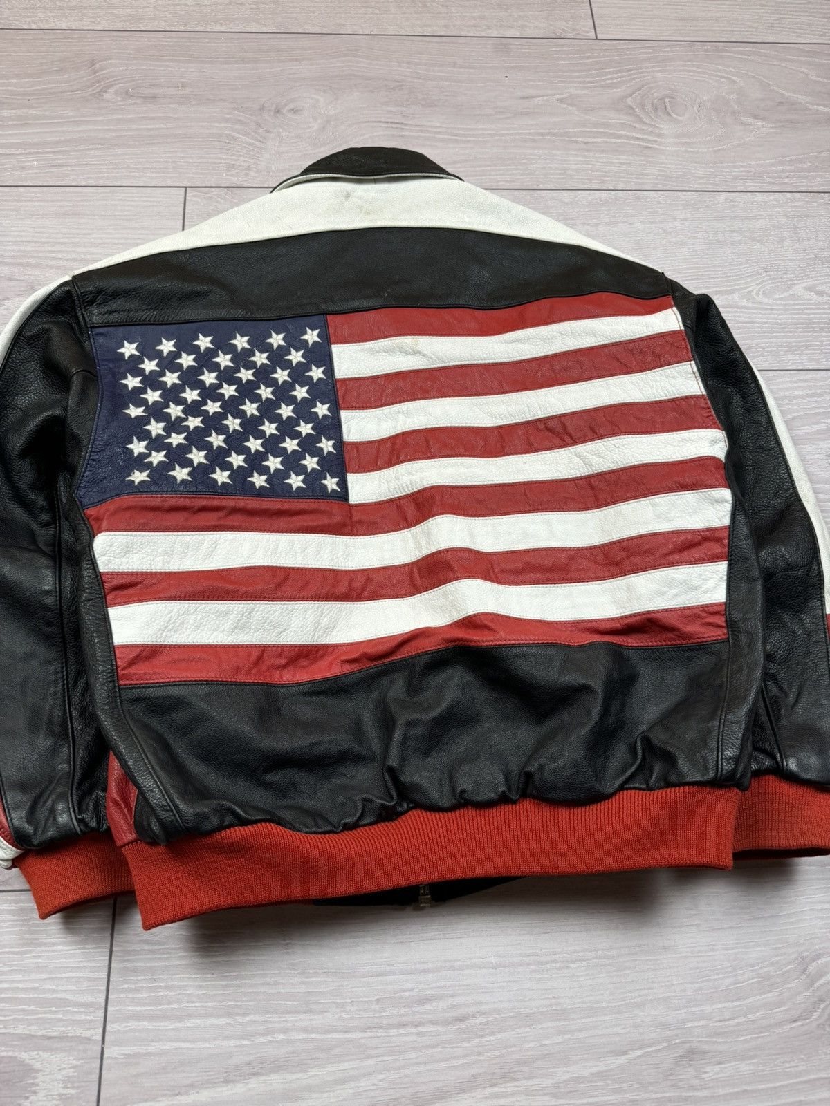 Vintage Cordon Gear USA Flag Big Logo Vintage Leather Jacket Size US S / EU 44-46 / 1 - 11 Thumbnail