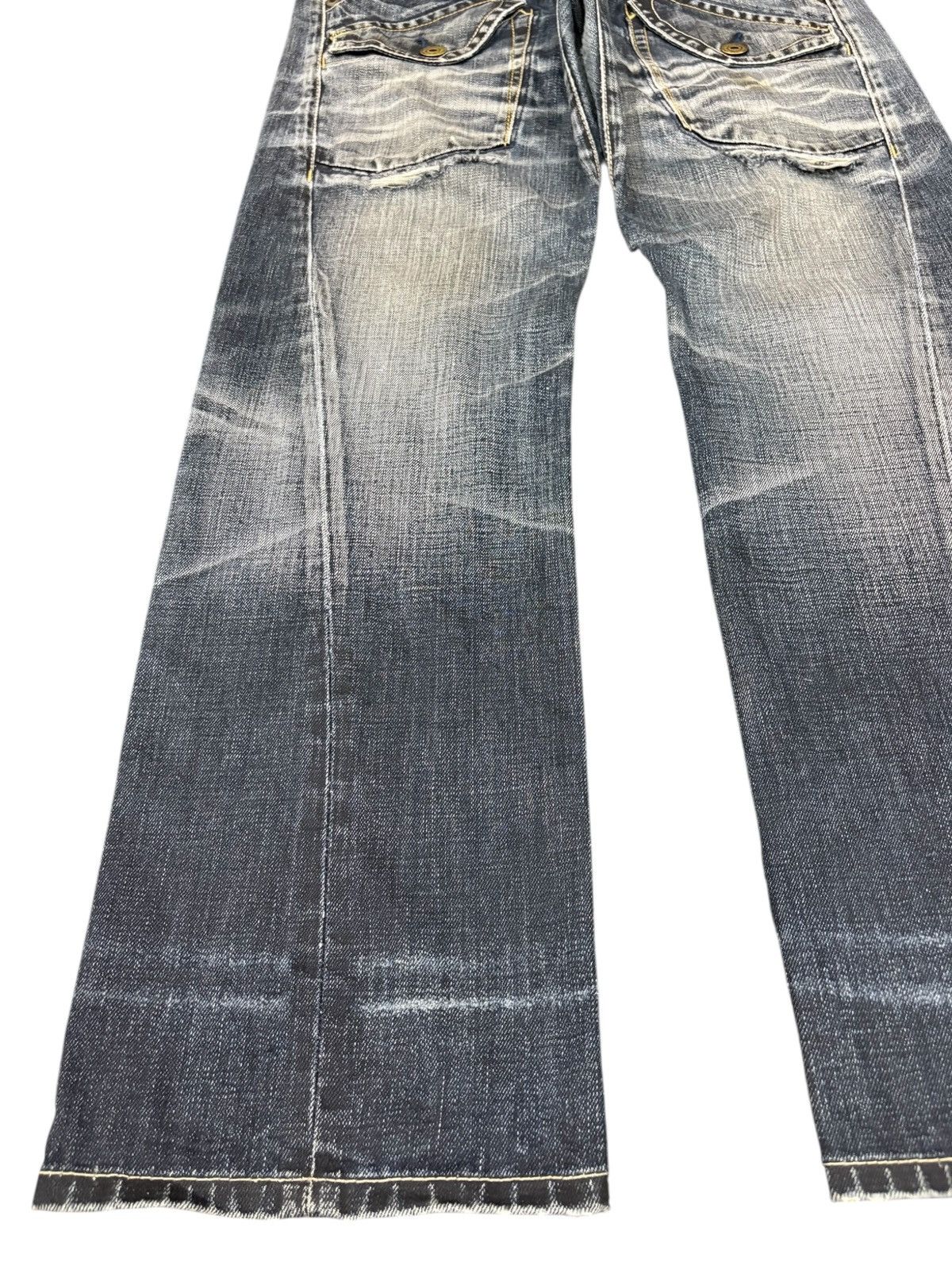 Japanese Brand Vintage Back Number Buckle Back Distress Baggy Jeans Size US 32 / EU 48 - 6 Thumbnail