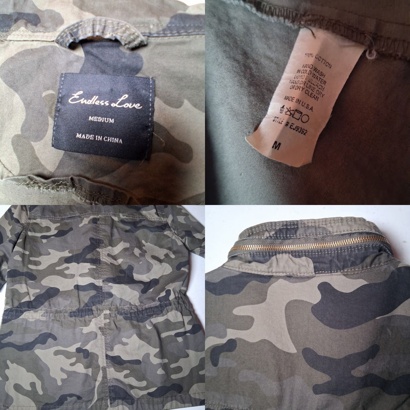 Vintage Endless Love Jacket Camouflage Woodland Military Cotton Twill Zip Pockets Cadet M Women Spring Fall USA Made Army Utility Casual/Regular Fit Size M / US 6-8 / IT 42-44 - 8 Thumbnail